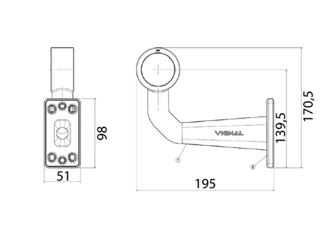 Umriss- und Begrenzungsleuchte Glühlampen 12/24V Weiß + rot mit Kabel